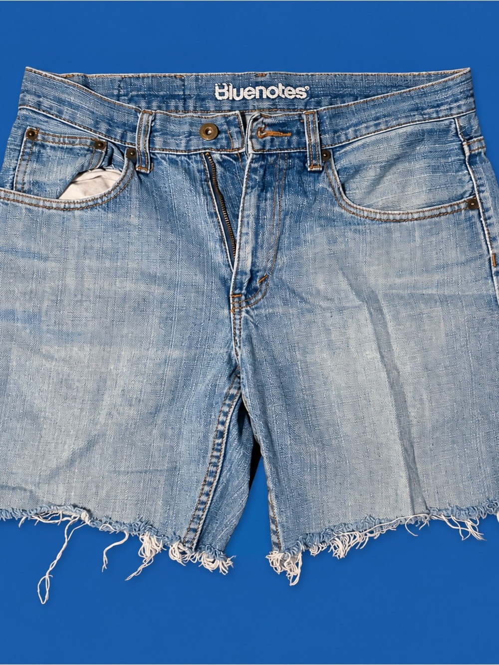Bluenotes Washed Blue Denim Frayed Hem Shorts
